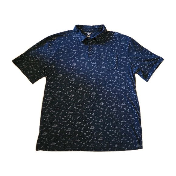Other - Pacific Marlin Performance Polo Shirt Mens Xl‎ Blue Golf All Over Print
